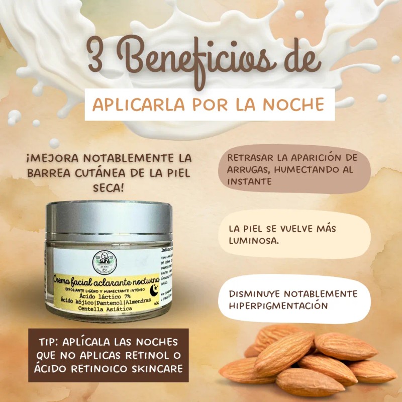 Crema Facial Nocturna Ácido Láctico Y Ácido Kojico 60g