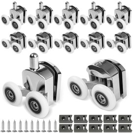 Shower Door Rollers 10 Pcs Upgraded Zinc Alloy Shower Door Wheels 23mm Curved Shower Door Rollers with Anti-Collision Block and Screws Smooth Operation for Curved Doors for Bathroom Glass Doors