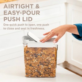 Bentgo Pantry - 6-Piece Airtight Cereal Containers, Easy Push & Pour Lid, Stackable & Clear BPA-Free Storage, Locking Lids for Freshness – Ideal for Kitchen & Pantry Organization (White Stone)