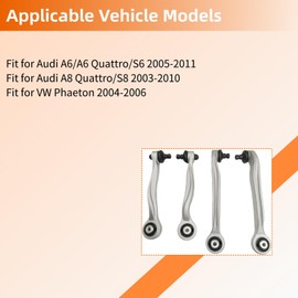 McrGinly 4 Pieces Front Rear Upper Right Left Control Arm Suspension Kit Replacement for A6/A6 Quattro/S6 A8 Quattro/S8 Phaeton 4E0407505E 4E0407509E 80D407515C