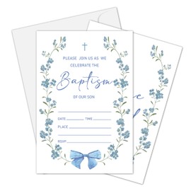 Dr.Baner Baptism Invitation Card, Gold Foil Christening Invitations For Boys Girls, First Holy Communion Fill In Invites, Religious Celebration Decorations Baby Shower Supplies, 14