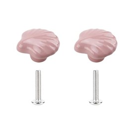 FSSTUD 2 Pcs Seashell Cabinet Knobs Ceramic Dresser Knobs Drawer Pull Knobs Small Vanity Knobs Kids Closet Door Knobs Cute Cabinet Pull Handles with 2 Pcs Screws