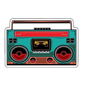 WickedGoodz Retro Boombox Decal - Music Bumper Sticker - for Laptops Tumblers Windows Cars Trucks Walls