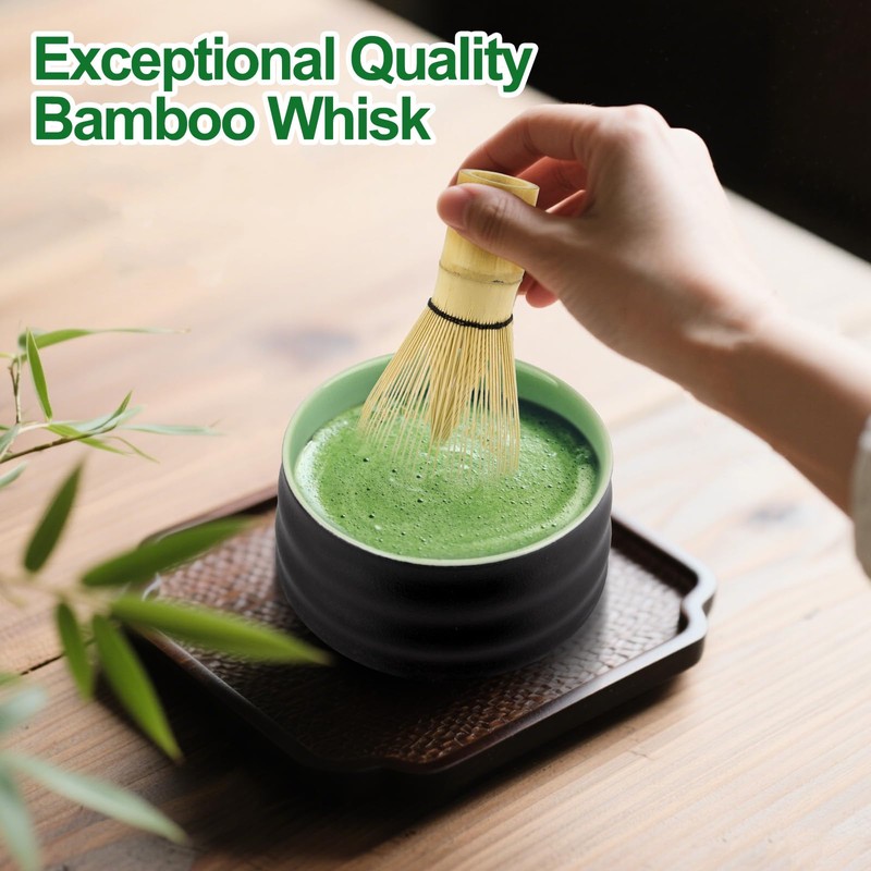 4-Piece Matcha Starter Kit – Ceramic Matcha Bowl, Bamboo Whisk,