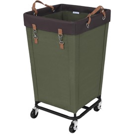 StorageWorks 160L Laundry Basket with Wheels, Large Rolling Hampers for Clothing Organizer, Dirty Clothes Basket for Hotel, Home, Closet, Dorm, Green