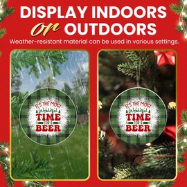 It's The Most Wonderful Time for A Beer Funny Drinking Humor Christmas Ornament - Christmas Oranment - Xmas Tree Decoration - 2023 Christmas Ornament - 3" Round PVC Ornament - Printed in USA AAO448