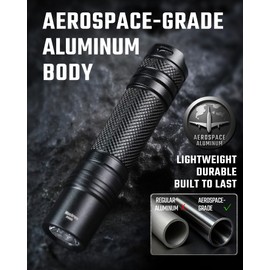 MecArmy PS05 Aircraft-Grade Aluminum EDC Mini Flashlight- One-Hand Quick Press, 185 Lumens, Small Led Flash Light, Easy-to-Replace AA Battery Powered, Tail-Stand for Work, Home, Outdoors, Emergency