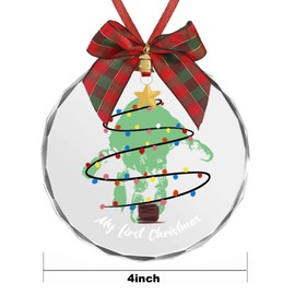 Stylor Baby's First Christmas Ornament 2025 - DIY Crystal Glass Handprint Keepsake, for Newborn Boy or Girl, My 1st Xmas Tree Hanging Decoration (Handprint Tree)
