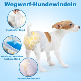 Flying Paws Dog Nappies, XS-30, Disposable Dog Nappies for Female Dogs, Male Nappies with 360° Elastic Waistband, Fits Waist Circumference 22-40 cm