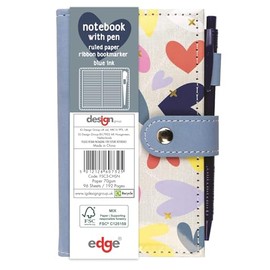 Grey X My Heart Pocket Notebook with Pen Set Faux Leather Cover Lined Notepad Notes Slim Diary