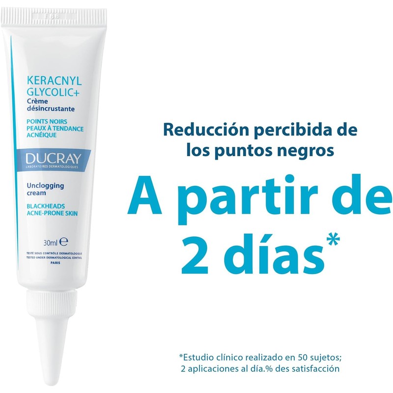 DUCRAY, Keracnyl Glycolic+ Crema Desincrustante, Disminuye Imperfecciones y Puntos Negros,
