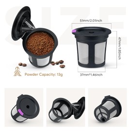 4 Pack Reusable K Cups Compatible for K eurig 1.0 & 2.0 Brewers Coffee K-Cup Pod Machines, Refillable K Coffee Pods with Stainless Mesh Coffee Filter