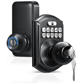 TEEHO Keyless Entry Keypad Door Lock with Handle, Electronic Digital Smart Locks for Front Door, Easy to Install Keypad Deadbolt with Code for Bedroom, Anti-Peeping Password