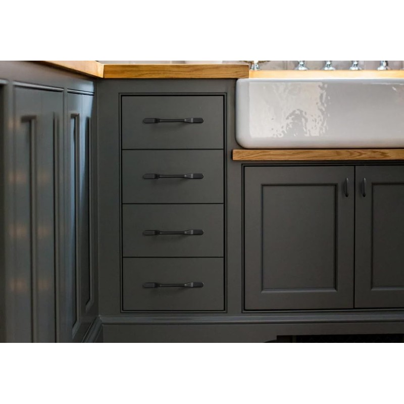 Goo-Ki 6 Pack Large Matte Black Drawer Knobs Kitchen Cabinet