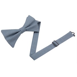 Entwineno Linen Bow Ties for Men and Kids - Solid Color Pretied Bowties, Slate Blue, L ( Youth, Adult )