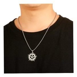 Jextech Collar Sol Y Estrella Acero Pentagrama Amuleto Regalo