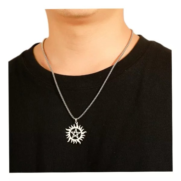 Jextech Collar Sol Y Estrella Acero Pentagrama Amuleto Regalo