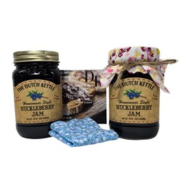 Amish Homemade Style Huckleberry Jam 2/19 Oz Jars with Added Jar Toppers