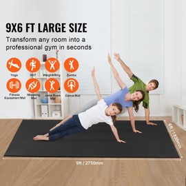 Happybuy Premium Non-Slip Exercise Mat - High Density for Men and Women. Fitness & Yoga Mat with Bag & Carry Strap. Ideal for Home Workouts. Size: 9x6ft