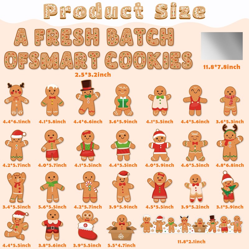Haooryx Christmas Winter Gingerbread Man Bulletin Board Classroom Decoration Set