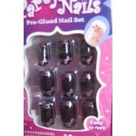 Party Nails, Pre Glued, False Nails, 12 (Black & Pink)