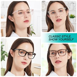 WEMOOTANTS 4 Packs Reading Glasses 3.0+ for Women Blue Light Blocking Square Computer Readers 1.0 1.25 1.5 1.75 2.0 2.25 2.5 2.75 3.0 3.5 4.0 5.0 6.0