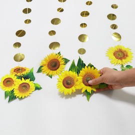 Cheerland Sunflower Hanging Decorations Garland Birthday Party Streamers Wall Decor for Sun Flower Themed Bday Baby Shower Bridal Wedding Classroom Summer Autumn Party Supplies 12pcs