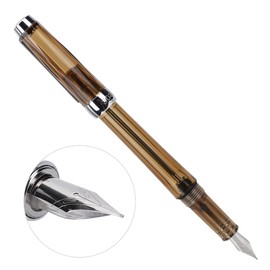Aqur2020 Pen Large Fountain Pen 0.5Mm Transparent Supplies Negative Pressure 3013 Nib Ballpoint Pen Note Taking Pen Translucent Big Enormous Fountain Pens (Transparent Brown)