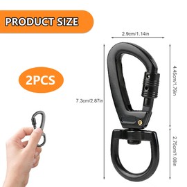 Carabiner Hook with Swivel, Twist Locking Carabiner Clips, Pack of 2 Carabiner Hooks for Climbing, Heavy Duty Screw Carabiner for Hammocks, Camping, Keychain, Safe Dogs (2 Pieces)