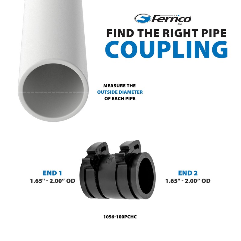 Fernco 1-inch Flexible PVC Condensate Pipe Coupling for Plastic Plumbing