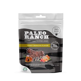 PALEO RANCH Grass-Fed Beef Jerky, All Natural, No Added Hormones, No Preservatives, 2-oz. Pouches, Honey Sriracha, 8-Pack