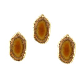 Tofficu 3 Pcs Gold Filled Agate Pendant Diy Charm for Necklace Jewelry Making Supplies