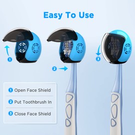 Frekare Helmet Toothbrush Covers Caps, Fits Most Manual and Electric Tooth Brushes, 4 Count (White, Black, Blue, Red)