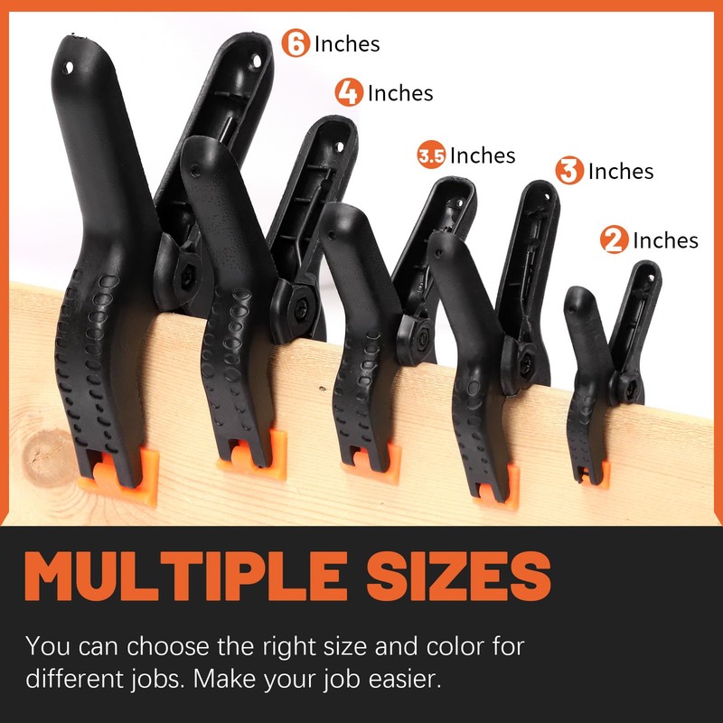 Tanstic 15Pcs Black Plastic Spring Clamps Kit - 2" 3"