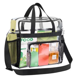 Jortmrd Transparent Bag Transparent Clear Bag Transparent Handbag PVC Carry Bag Transparent Transparent Handbag for Library, Gym (31 x 30 x 15 cm), transparent