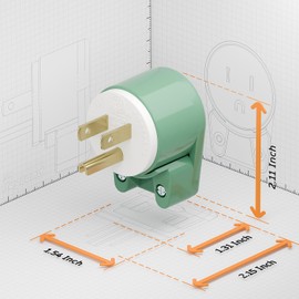 Green ETL Verified Nema 5-15P 90 Degree Right Angle 15A 125V USA 3-Prong Household Angled Plug