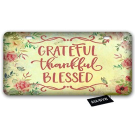 AVA-WVW Flowers License Plate l Grateful Thankful Blessed l Funny Novelty Vanity Front License Plate Frame Cover Gift for Women | Metal Car Plate Sign Auto Tag | Aluminum Plate 6 X 12 Inch (2 Holes)