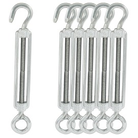 Cjueiom 6Pcs M5 Turnbuckle Wire Tensioner 304 Stainless Steel Turnbuckle Hook and Eye, Adjustable Turnbuckle Heavy Duty, Rope Cable Tension Set
