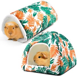 Guinea Pig House and Tunnel Set Soft Guinea Pig Hideout Washable Guinea Pig Bed with Non-Slip Bottom Dwarf Rabbit Bunny Ferret Hut and Toy for Cage Accessories