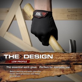 Glove Station The Essential Series Tactical Black Covert Gloves For Mechanic Utility Work - Improved Dexterity, Lightweight & Breathable Mesh, Large Size, 1 Pair