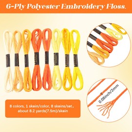 CABODYALS 8 Skeins 6 Strands Yellow Embroidery Floss Threads Variegated Gradient Cross Stitch Thread Polyester Friendship Bracelets Yarn String Bulk for Hand Sewing Knitting Crafts Crochet Stitching