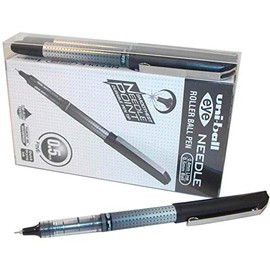 Uni-ball UB-185S Eye Needle Pen Stainless Steel Point Micro 0.5mm Tip Black [Pack 14 for 12]