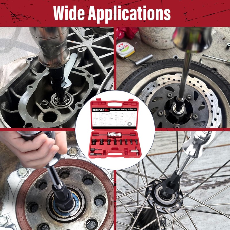 12pcs Blind Hole Collet Bearing Puller Set, Internal Bearing Extractor