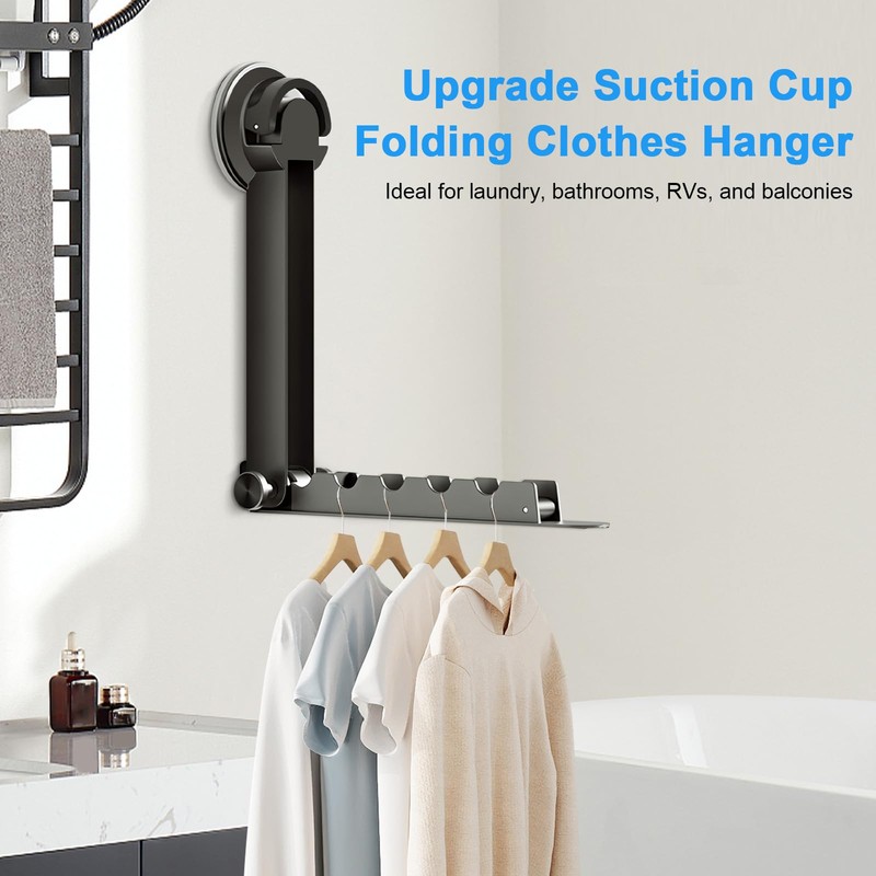 Obsoorth Clothes Drying Rack Wall-Mounted Suction Cup Folding Clothes Drying
