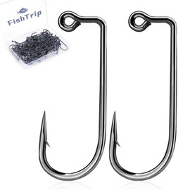 FishTrip 90-Degree Jig Hooks Fishing - 100pcs Aberdeen Long Shank Hook Jig Maker for Freshwater Saltwater Fly Tying 6#