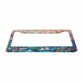 Nicokee Decorative License Plate Frame Claude Monet Water Lilies Car Tag Frame Aluminum Auto License Plate Holder for Men Women