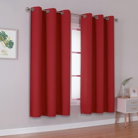 DUALIFE - Cortinas opacas rojas para recámara de 54 pulgadas de largo, oscurecimiento de habitación, aislamiento térmico, cortinas cortas de cocina con ojales, paneles de cortina de 38 x 54 pulgadas de largo