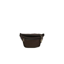HomeStock Rococo Radiance Waist Pouch in Lightweight Cowhide Leather with Rounded Front Panel, Smooth Back, 3 Zippered Compartments, Key Ring, Adjustable 40" Waist Strap