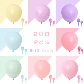 200pcs Pastel Balloons Assorted Colors, 12 Inch 5 Inch Multicolor Macaron Latex Party Balloons for Birthday Baby Shower Wedding Party Decorations