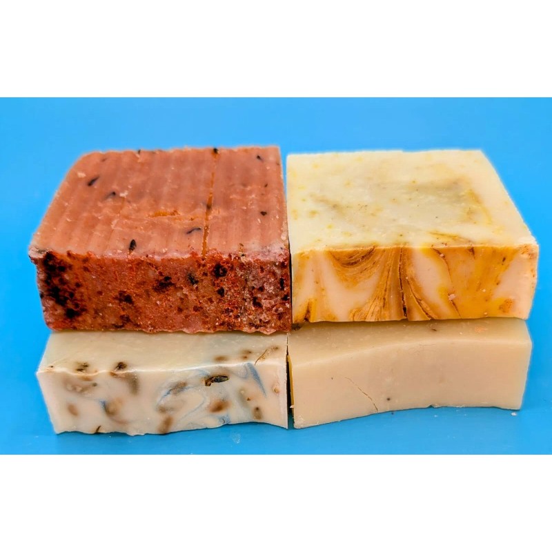 Homemade 5 Bar Assorted Natural Soap Bundle with Loofah -